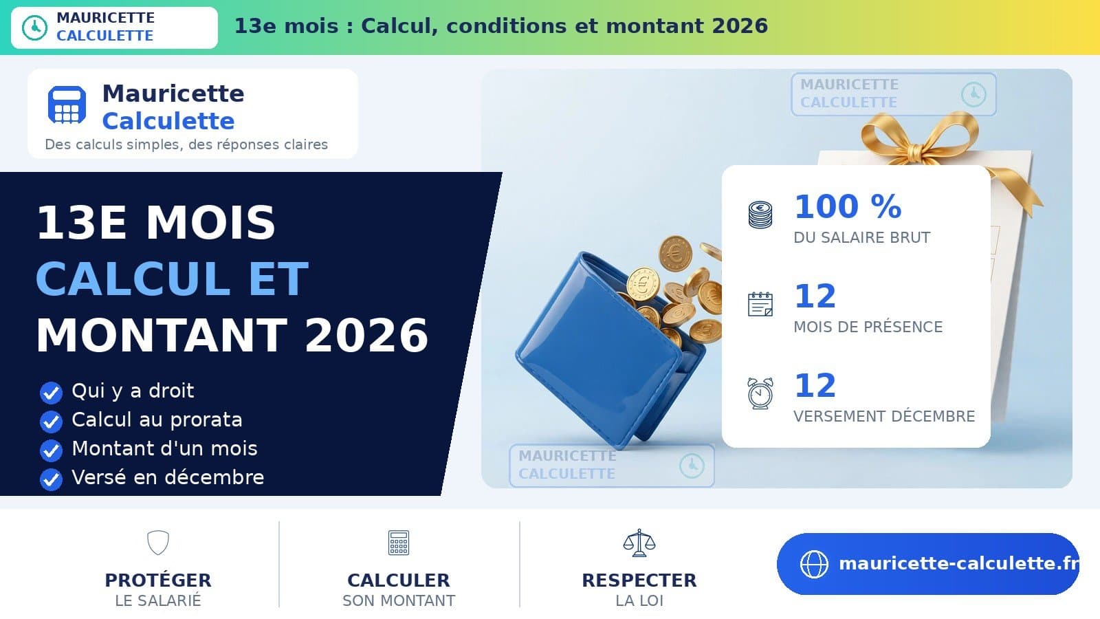Illustration du guide 13e mois : calcul, conditions et montant en 2026