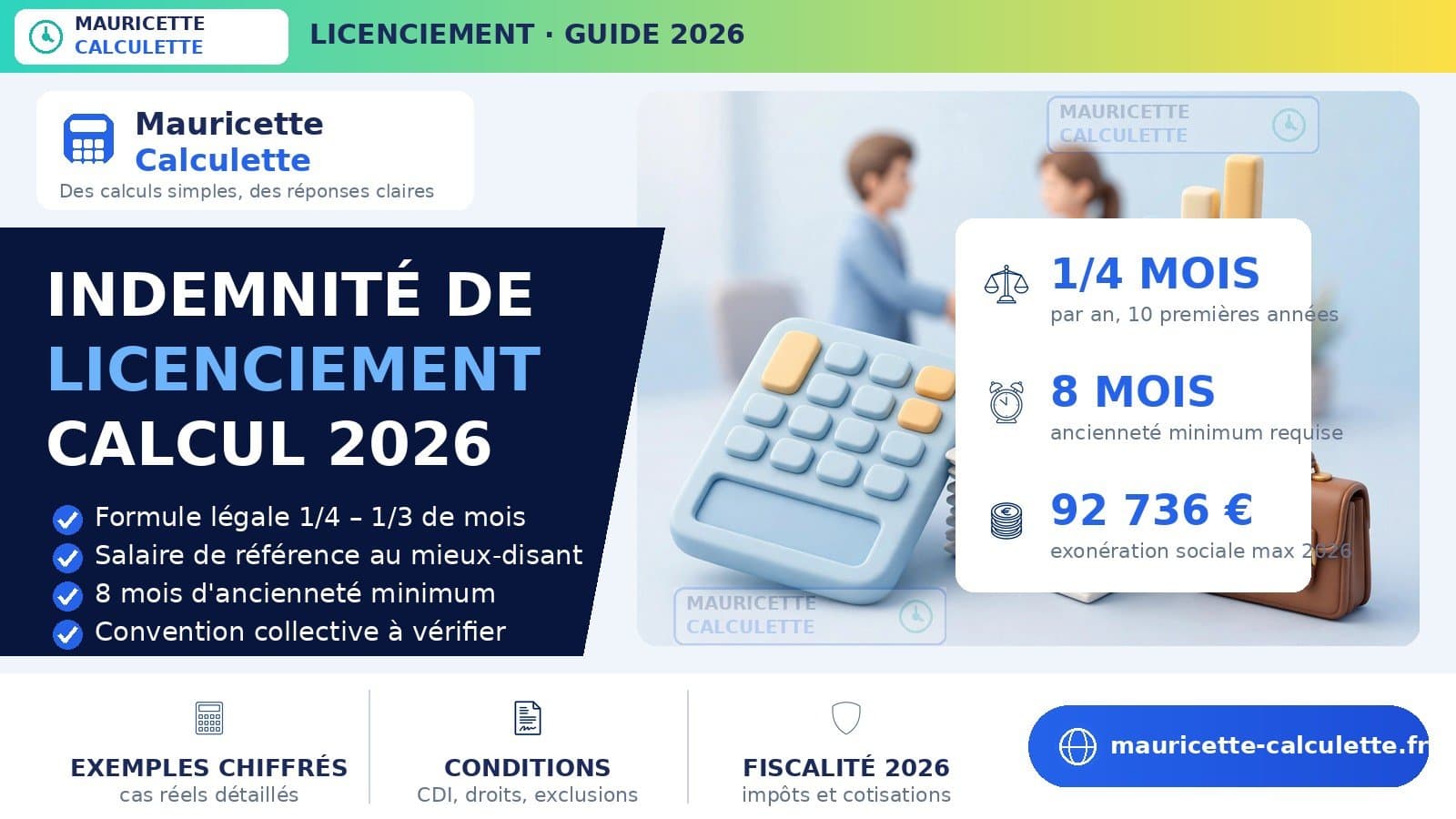Illustration du guide Indemnité de licenciement : calcul, montant et règles 2026