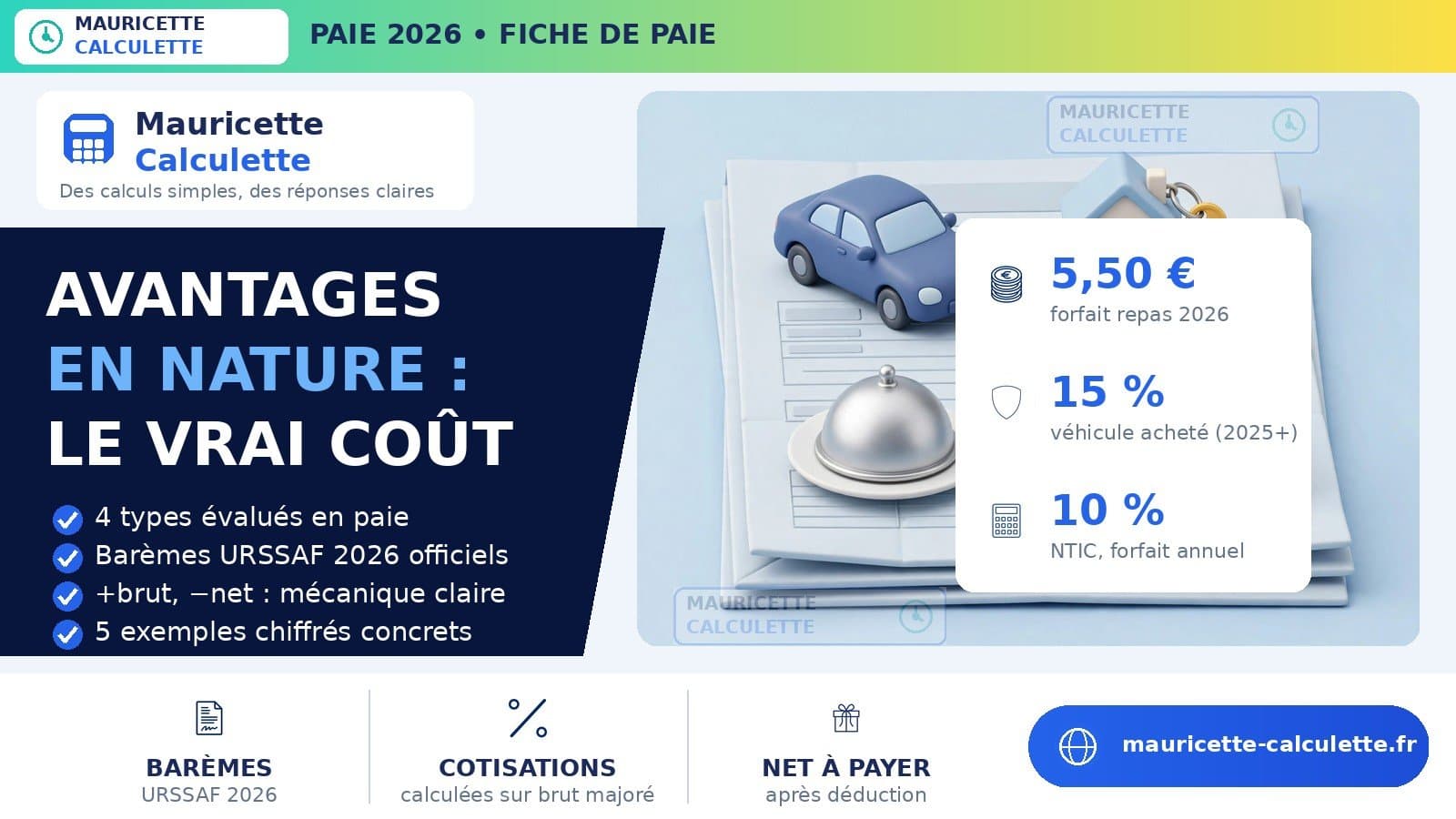 Illustration du guide Avantages en nature 2026 : calcul, barèmes et fiche de paie