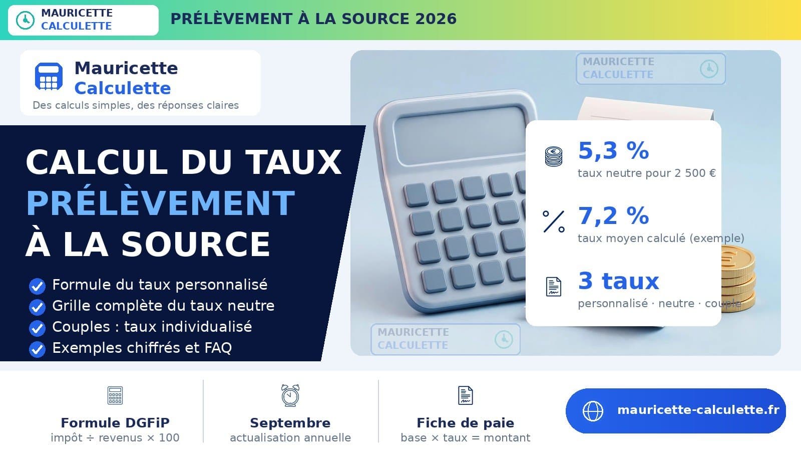 Illustration du guide Prélèvement à la source 2026 : calcul du taux pas à pas