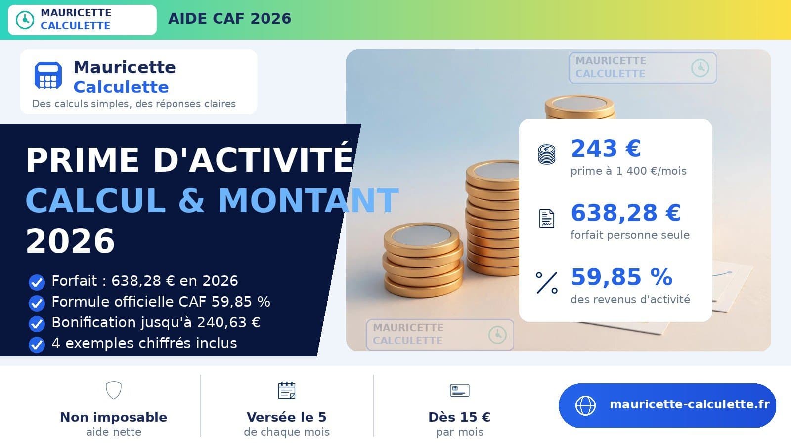 Illustration du guide Prime d’activité 2026 : calcul du montant et conditions