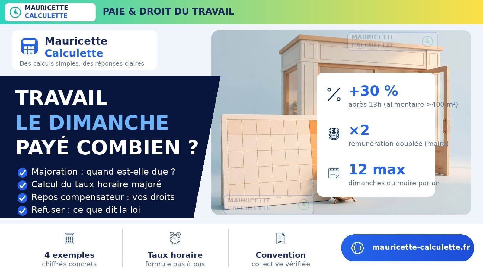 Illustration du guide Travail le dimanche : majoration de salaire et calcul 2026