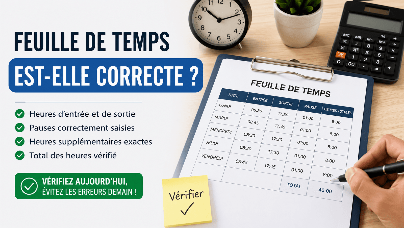 feuille de temps est-elle correcte