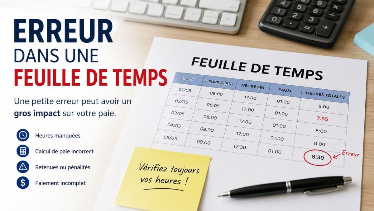 erreur dans une feuille de temps