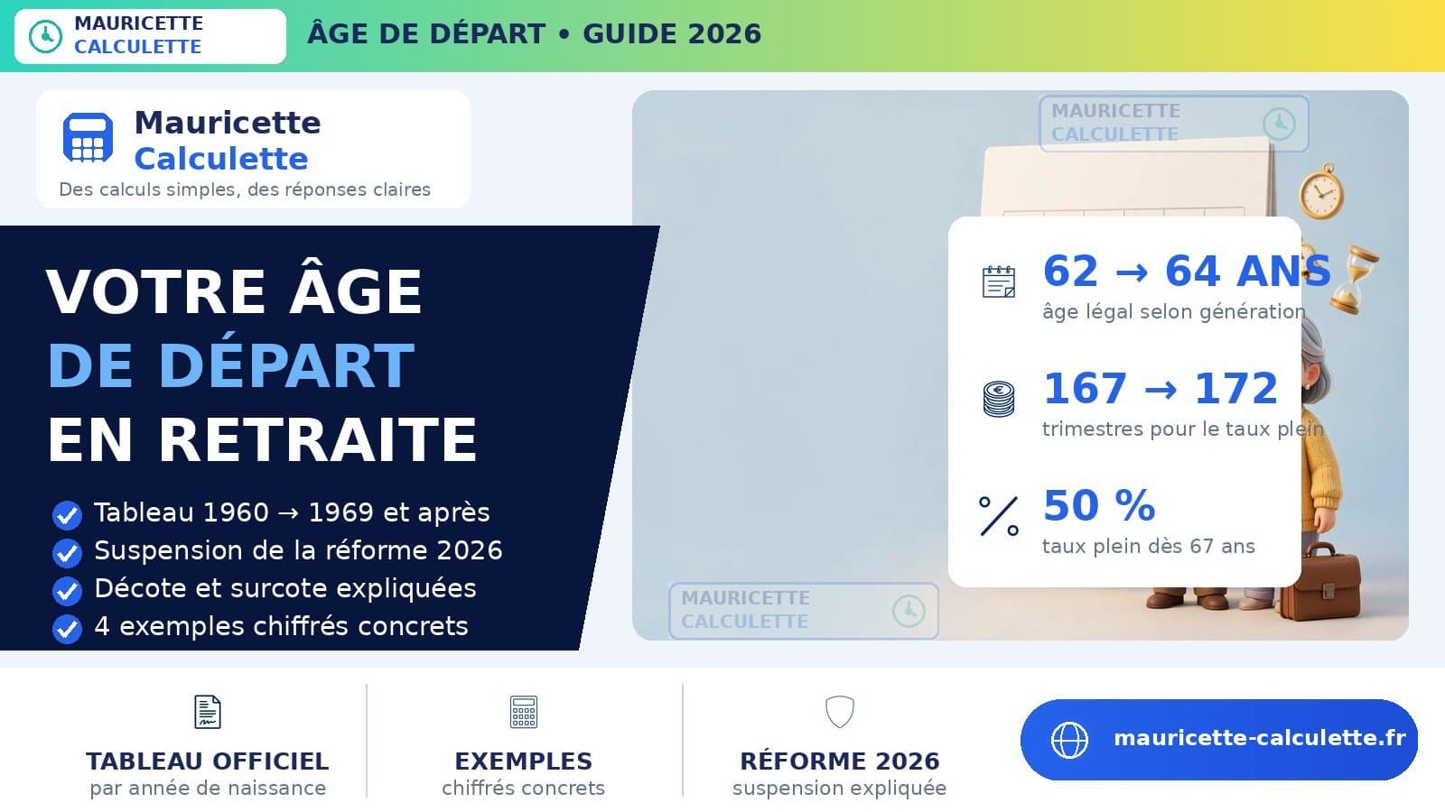 Illustration du guide Âge départ retraite 2026 : calcul par année de naissance