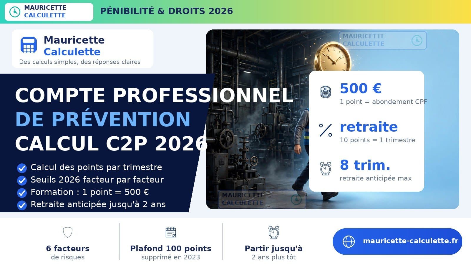 Illustration du guide Compte professionnel de prévention (C2P) 2026 : calcul des points, seuils et utilisation