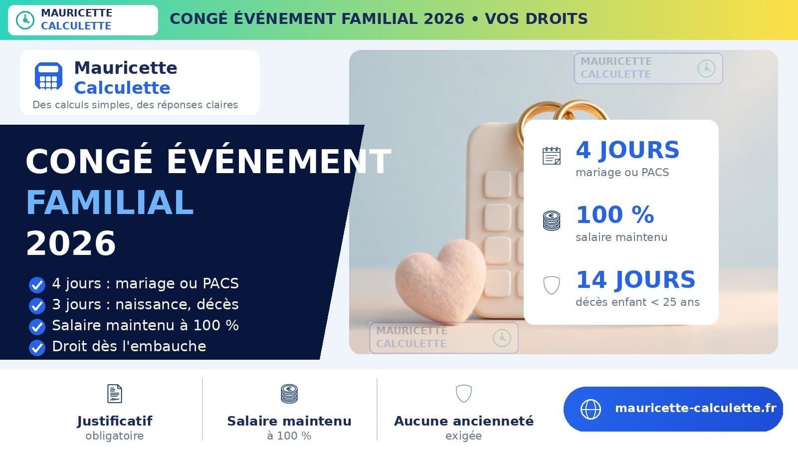 Illustration du guide Congé événement familial 2026 : jours, droits et calcul