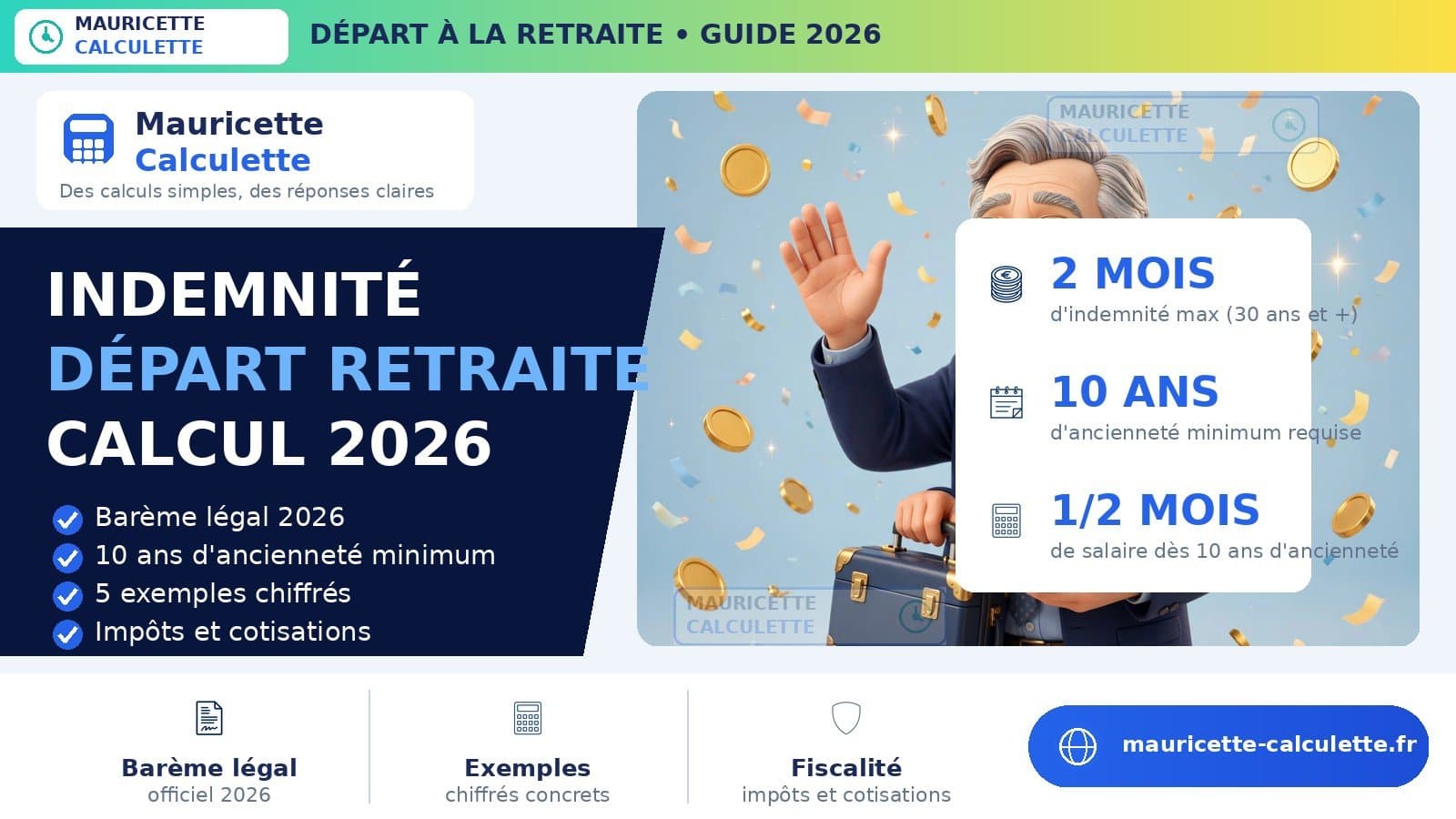 Illustration du guide Indemnité de départ à la retraite 2026 : calcul et montants