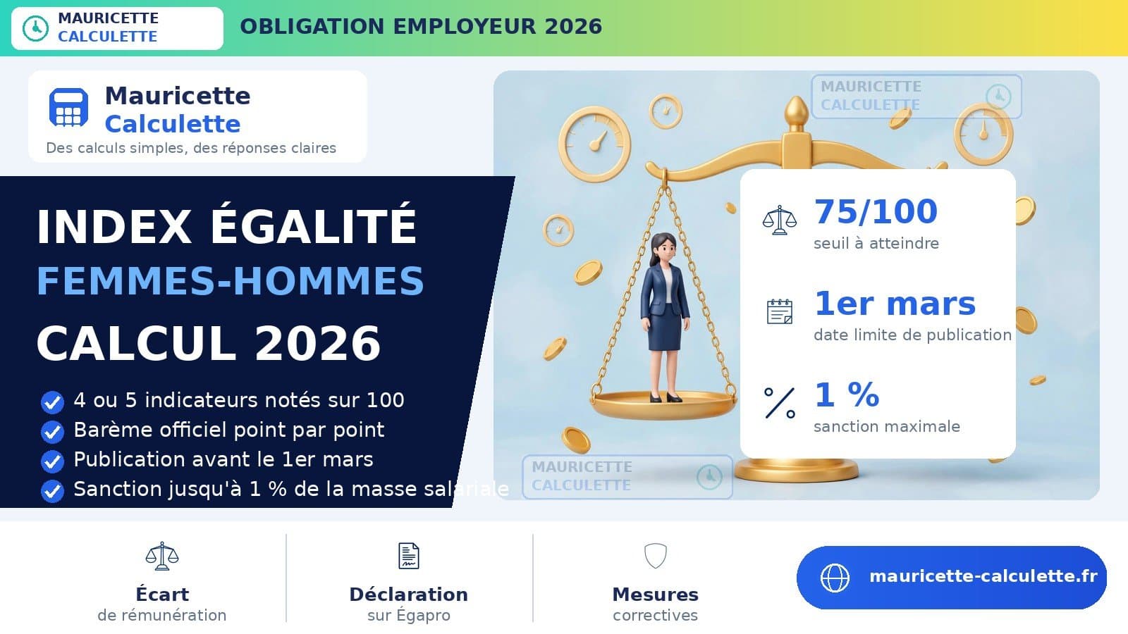 Illustration du guide Index égalité professionnelle 2026 : calcul et barème