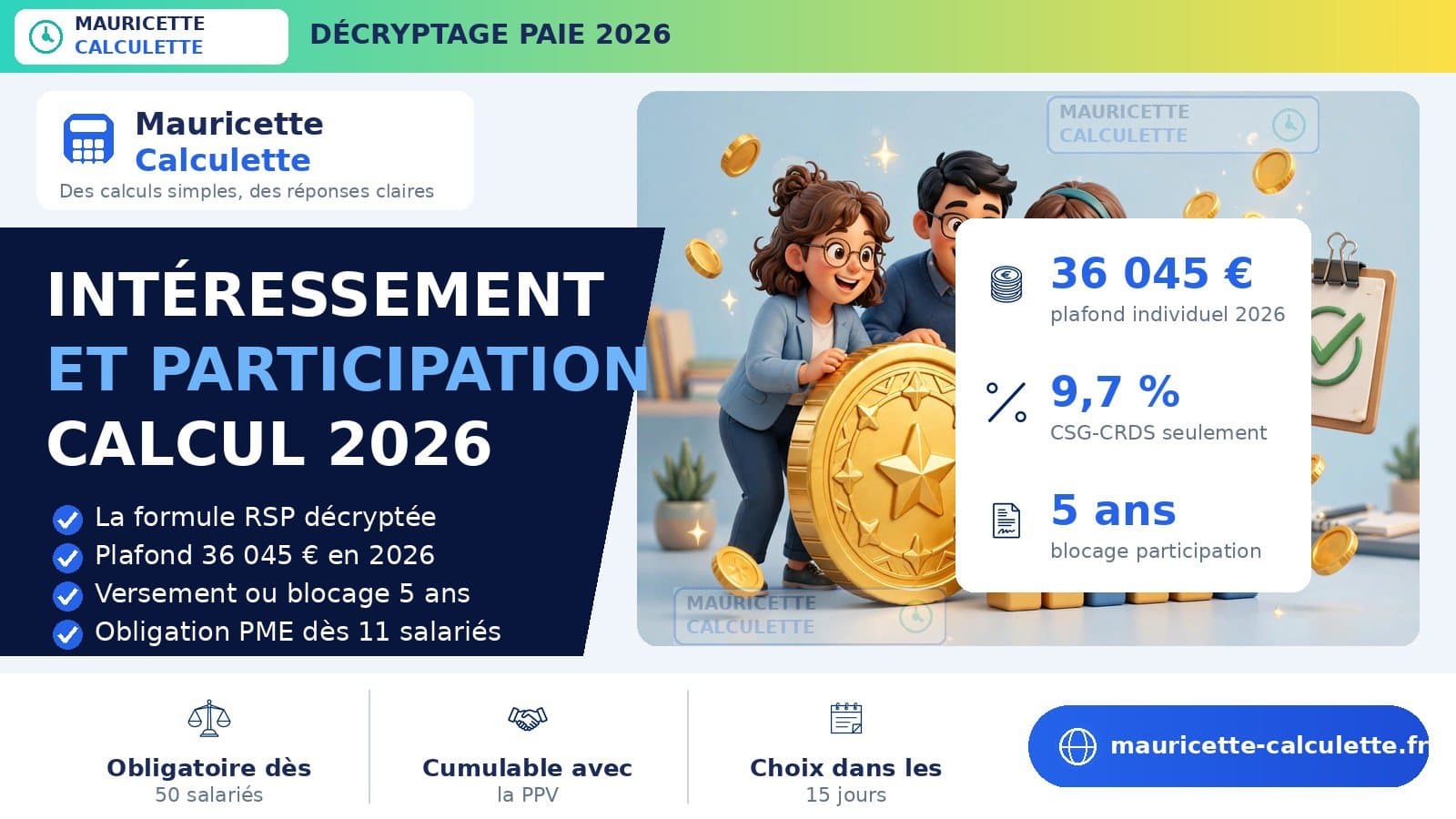 Illustration du guide Intéressement et participation 2026 : calcul et montants