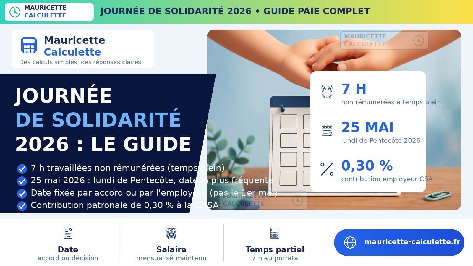 Illustration du guide Journée de solidarité 2026 : date, calcul et impact en paie