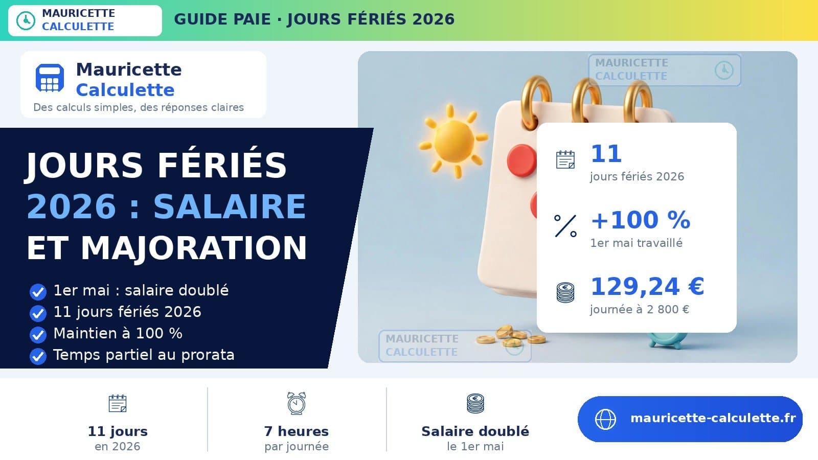 Illustration du guide Jours fériés 2026 : calcul du salaire et majorations