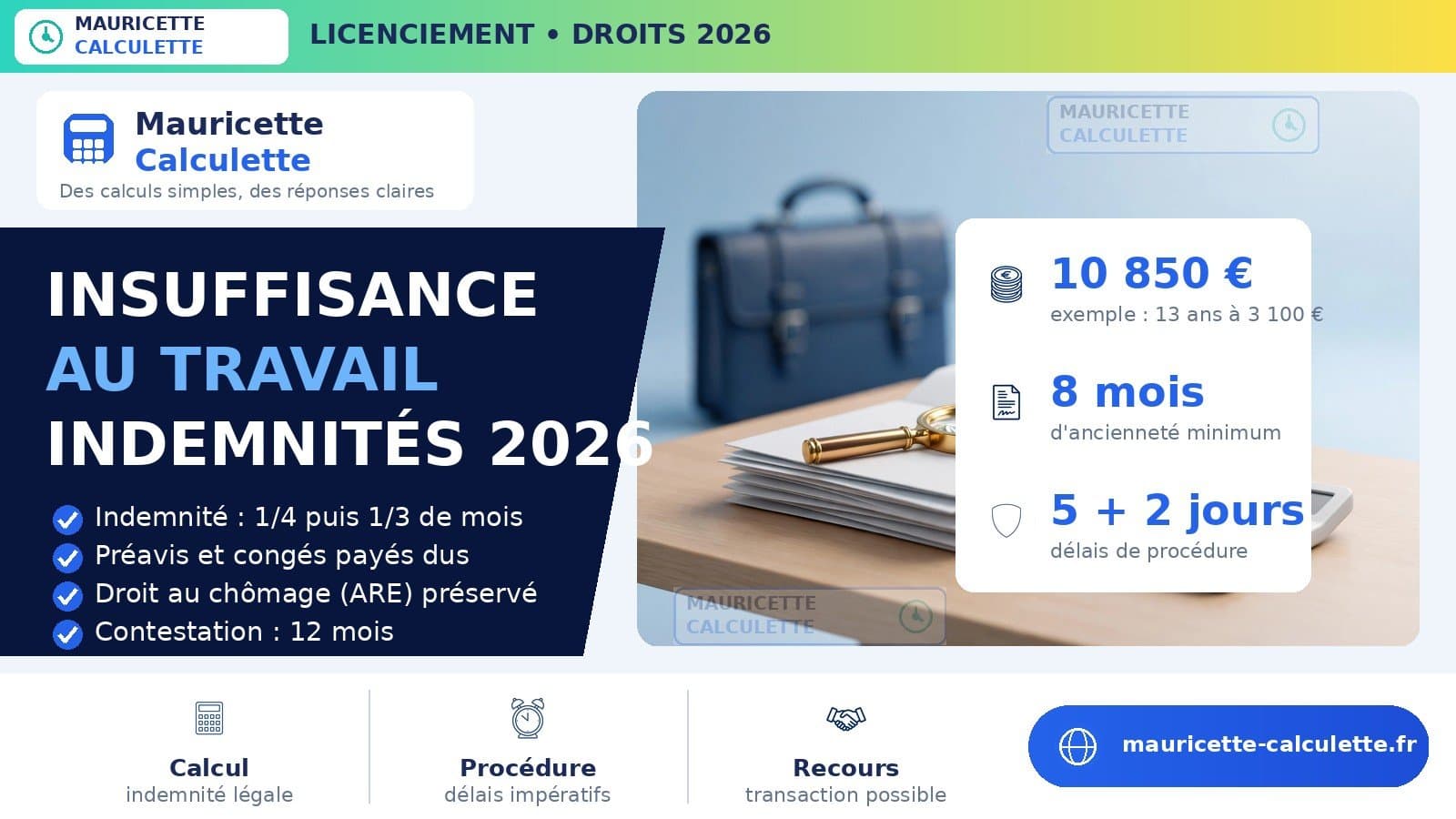 Illustration du guide Licenciement insuffisance professionnelle : indemnités 2026