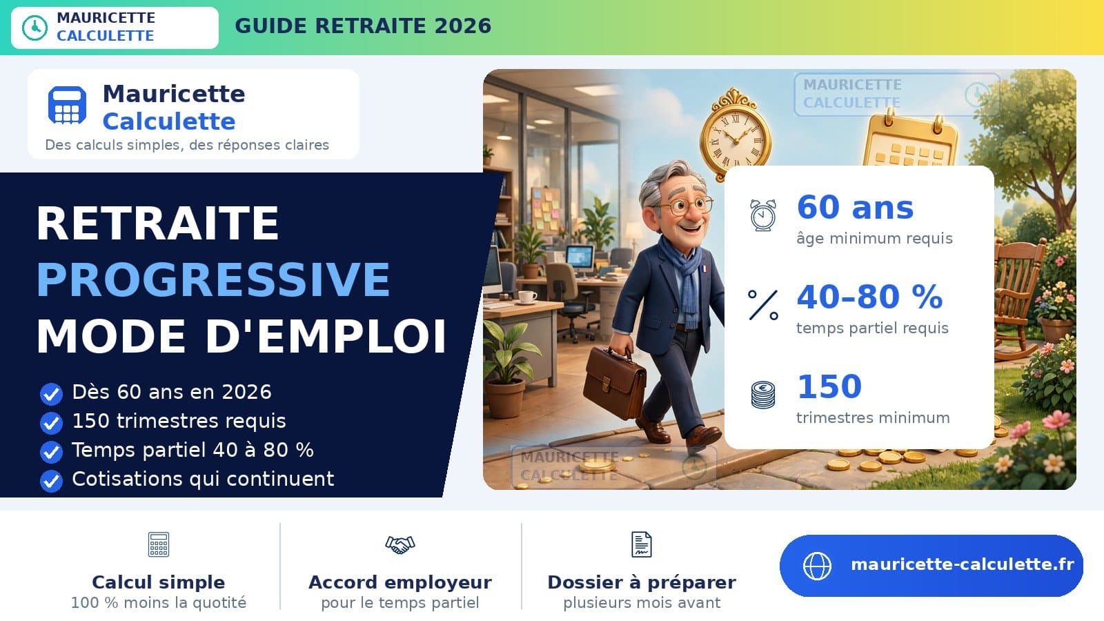 Illustration du guide Retraite progressive 2026 : conditions, calcul et montant